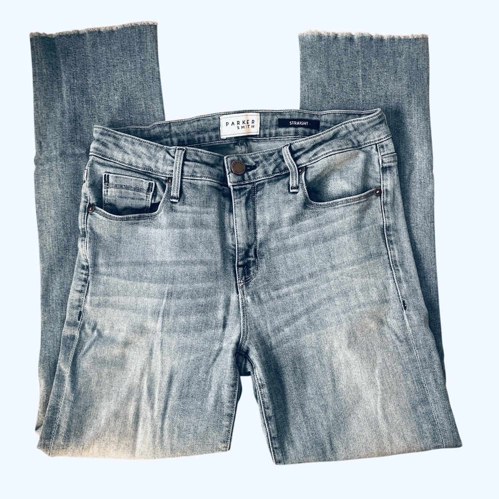 Parker Smith Mid Rise Ankle Crop Light Blue Straight Leg Jeans Sz 28/6 - Picture 4 of 11